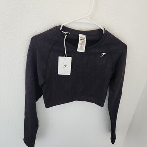 Gymshark Women's Charcoal Long Sleeve Crop Top